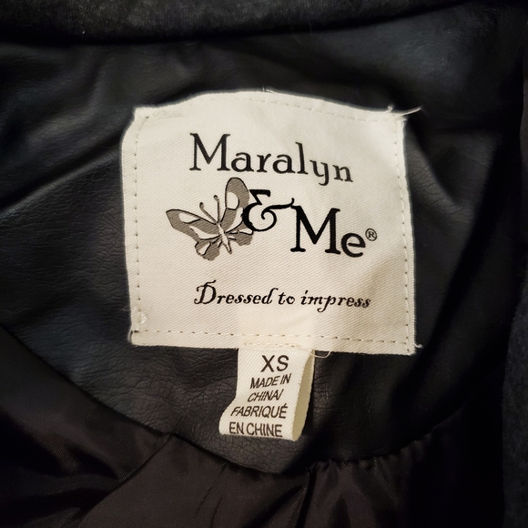 NWT Faux Leather Jacket with Knit Hood - Picture 4 of 5